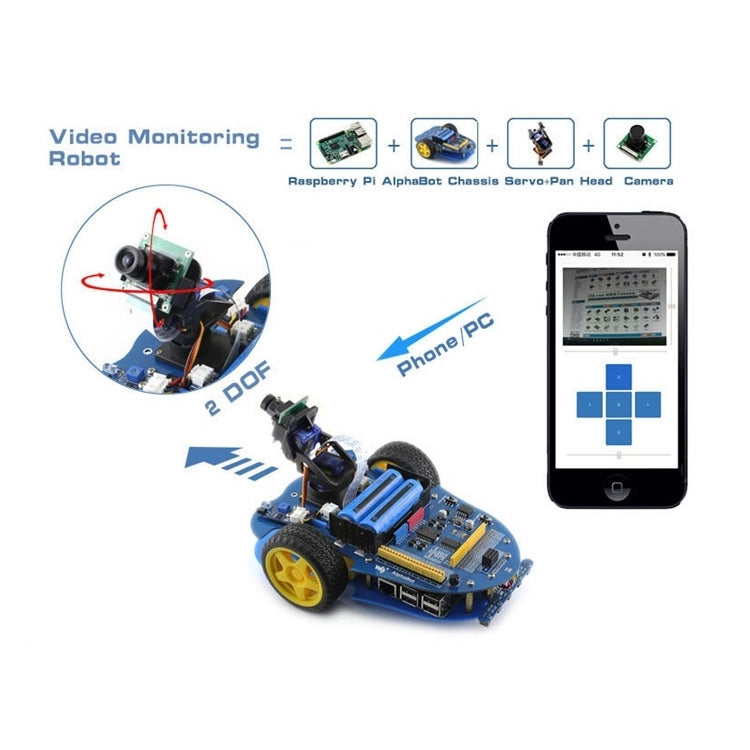 Waveshare AlphaBot (for Europe), Raspberry Pi Robot Building Kit (no Pi)