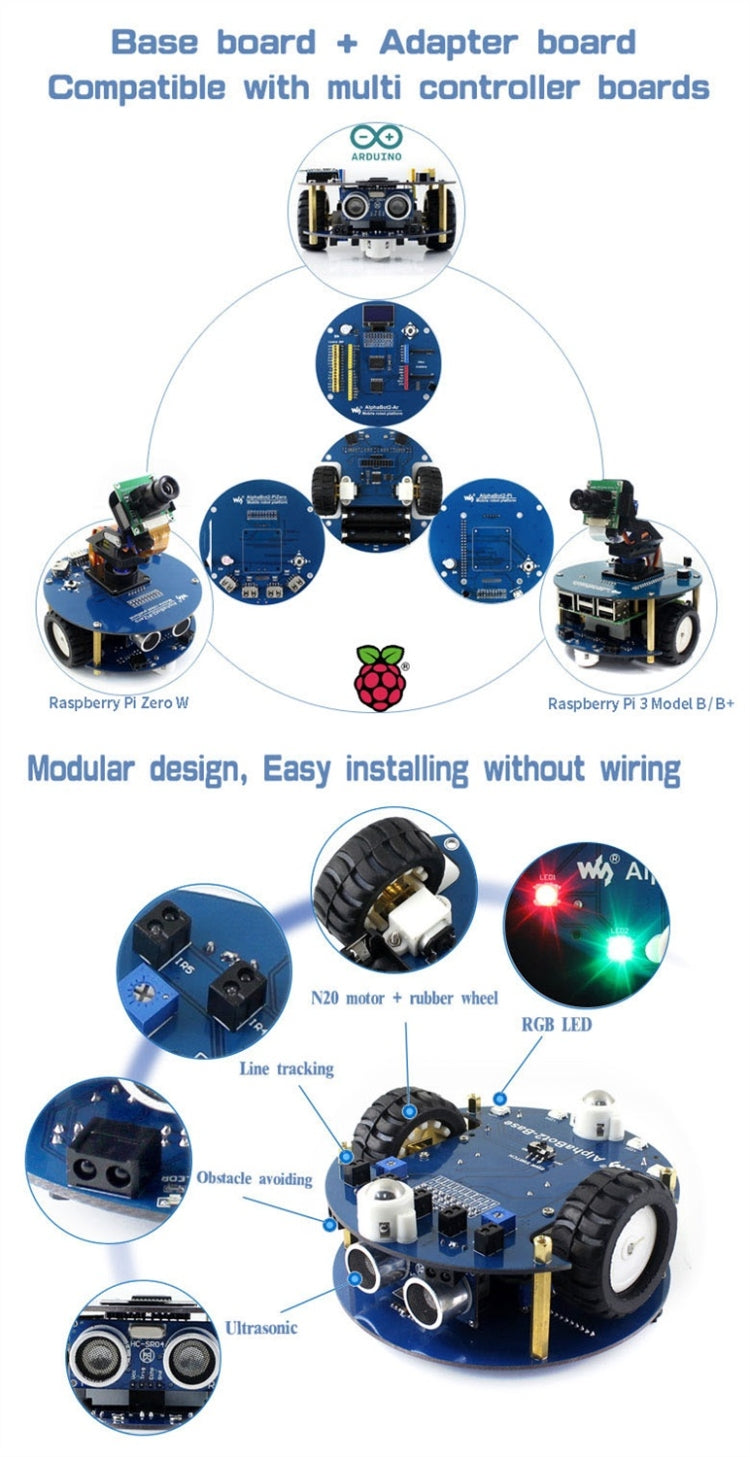 Waveshare AlphaBot2 Robot Building Kit for Raspberry Pi Zero/Zero W (no Pi)