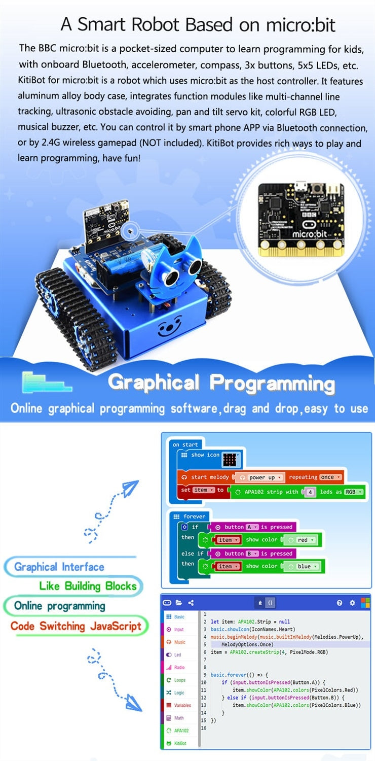 Waveshare KitiBot Tracked Robot Building Kit for micro:bit