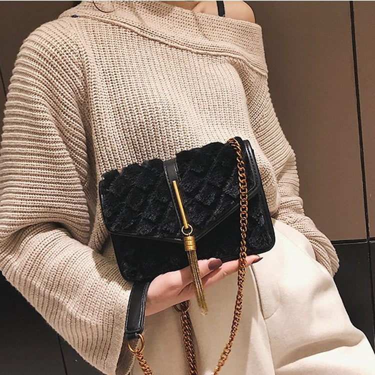 Tassel Plush Chain-strap Single Shoulder Bag Ladies Handbag Messenger Bag