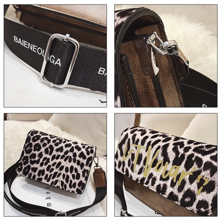 Leopard PU Leather Single Shoulder Bag Ladies Handbag Messenger Bag (Black)
