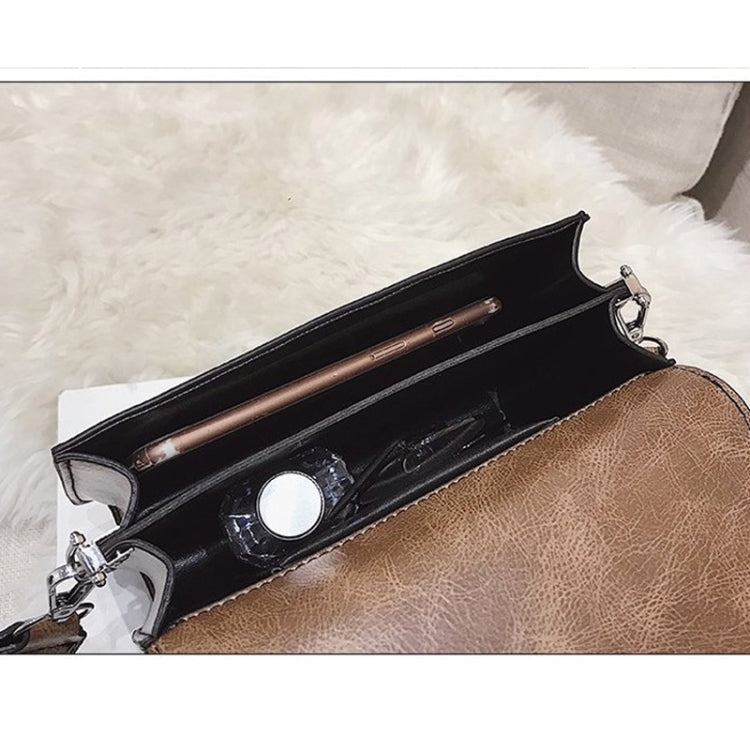 Leopard PU Leather Single Shoulder Bag Ladies Handbag Messenger Bag (Black)