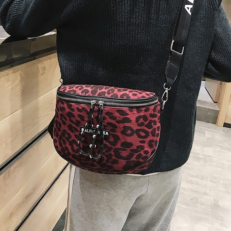 Leopard Single Shoulder Bag Ladies Handbag Messenger Bag (Red)