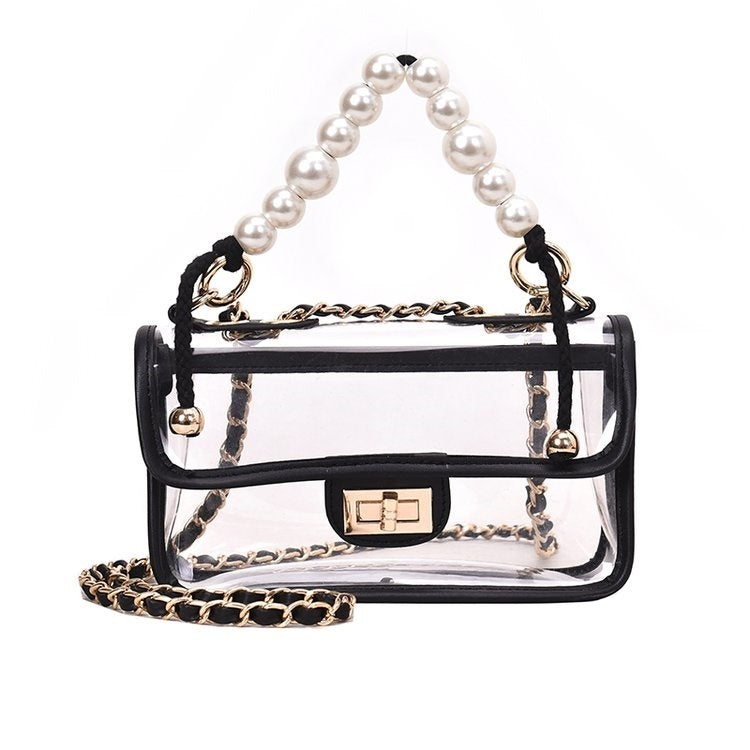 Pearl portable Transparent Single Shoulder Bag Ladies Handbag Messenger Bag