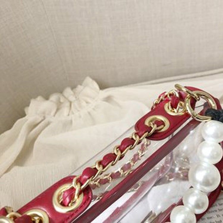 Pearl portable Transparent Single Shoulder Bag Ladies Handbag Messenger Bag