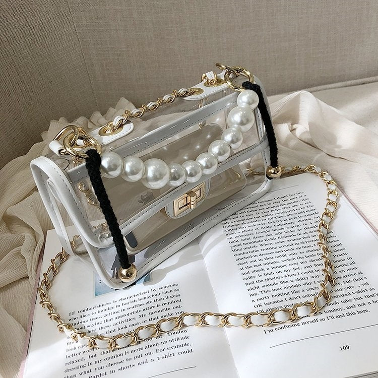 Pearl portable Transparent Single Shoulder Bag Ladies Handbag Messenger Bag