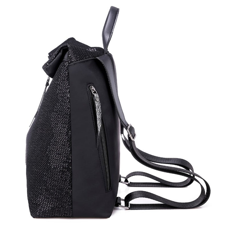 Fashion Mesh Sequin Shoulder Bag Ladies Handbag Messenger Bag (Black)