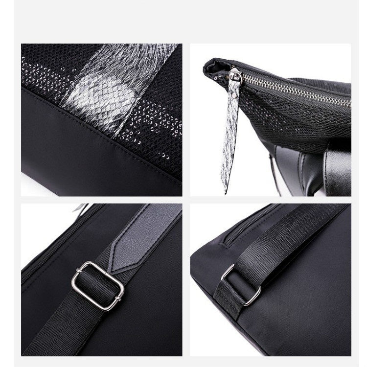 Fashion Mesh Sequin Shoulder Bag Ladies Handbag Messenger Bag (Black)