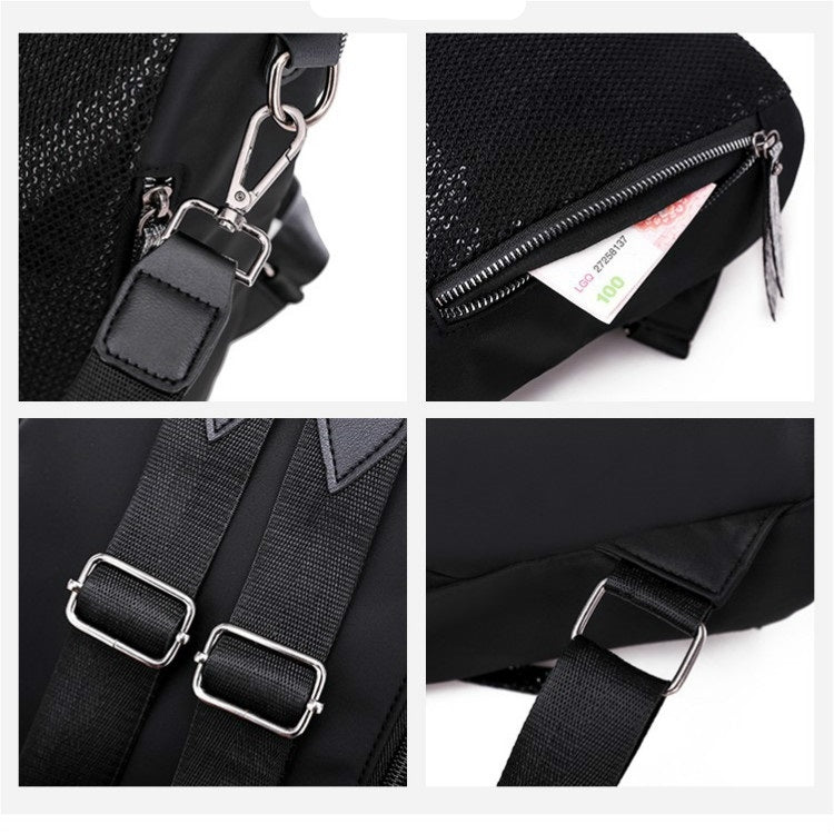 Fashion Sequined Zipper Single Shoulder Bag Ladies Handbag Messenger Bag (Black)