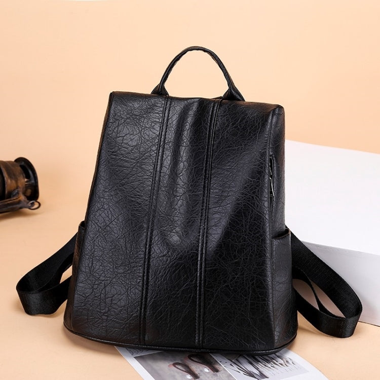 Solid Color Anti-theft PU Leather Double Shoulders Backpack Bag Ladies Handbag