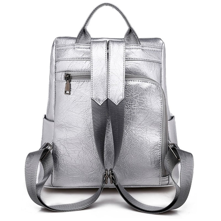 Solid Color Anti-theft PU Leather Double Shoulders Backpack Bag Ladies Handbag