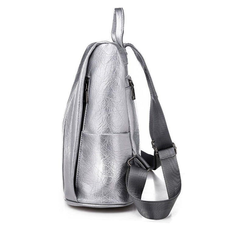 Solid Color Anti-theft PU Leather Double Shoulders Backpack Bag Ladies Handbag