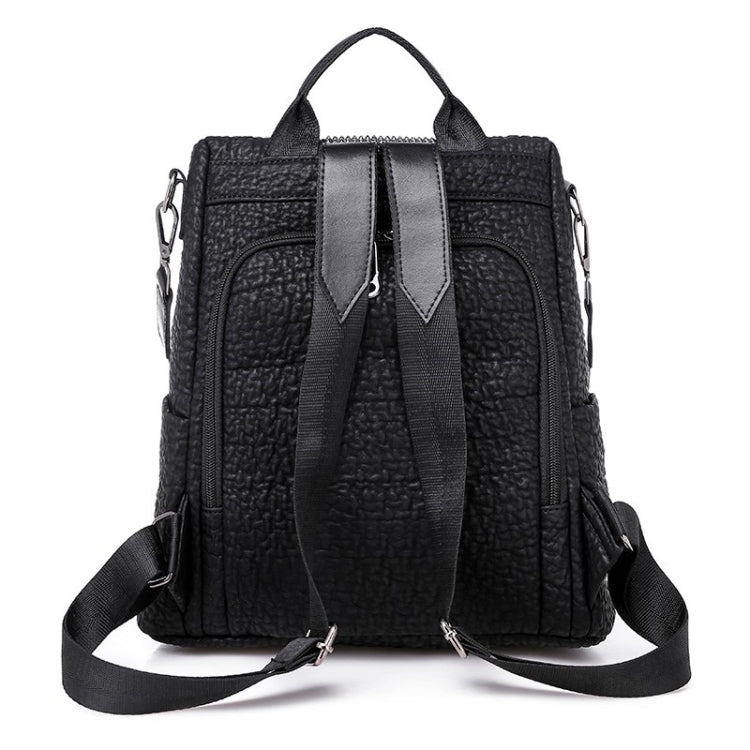 Anti-theft Sequin PU Leather Double Shoulders Backpack Bag Ladies Handbag (Black)