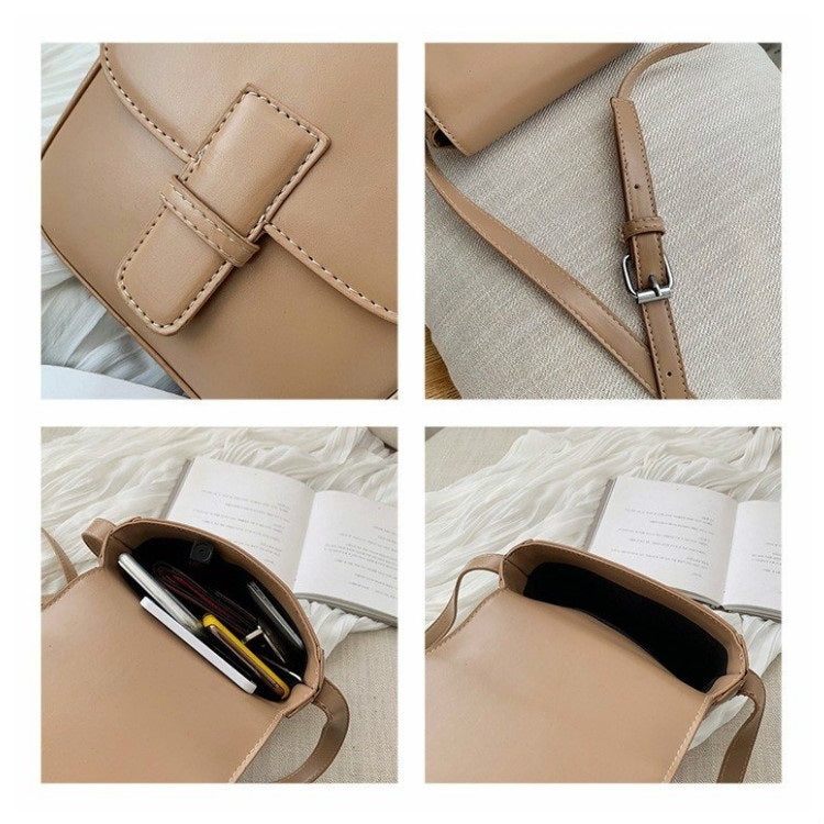 Pure Color Casual Small Square Bag Shoulder Bag Ladies Handbag Messenger Bag (Khaki)