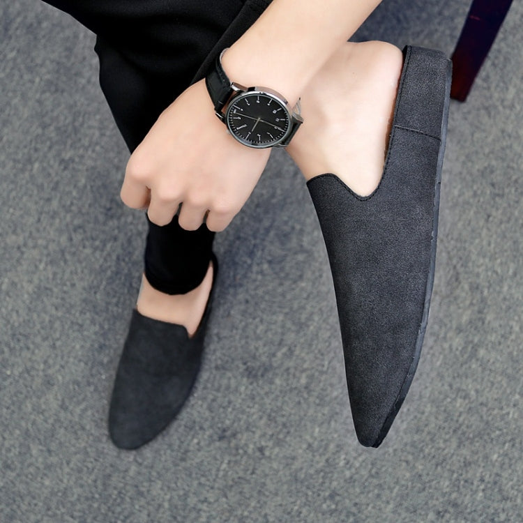 Stylish and Comfortable Microfiber Leather Half Slippers Peas Shoes Casual Shoes for Men