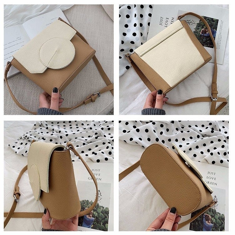 Color Matching Casual Small Square Bag Shoulder Bag Ladies Handbag Messenger Bag (White)