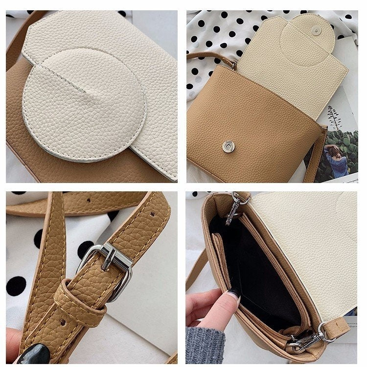 Color Matching Casual Small Square Bag Shoulder Bag Ladies Handbag Messenger Bag (White)