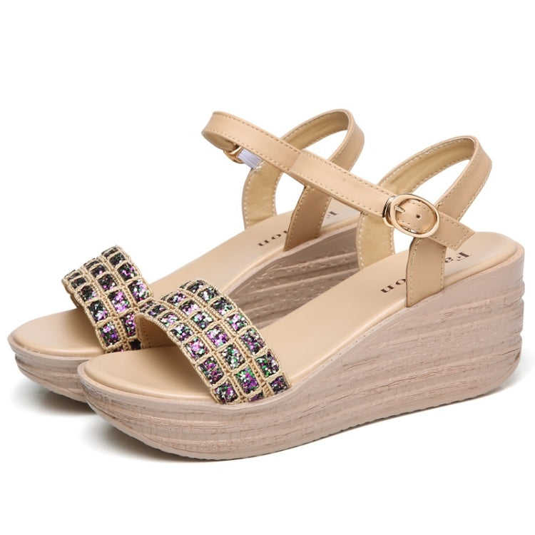 Fashion One-button Buckle Sequin Sandals for Woman