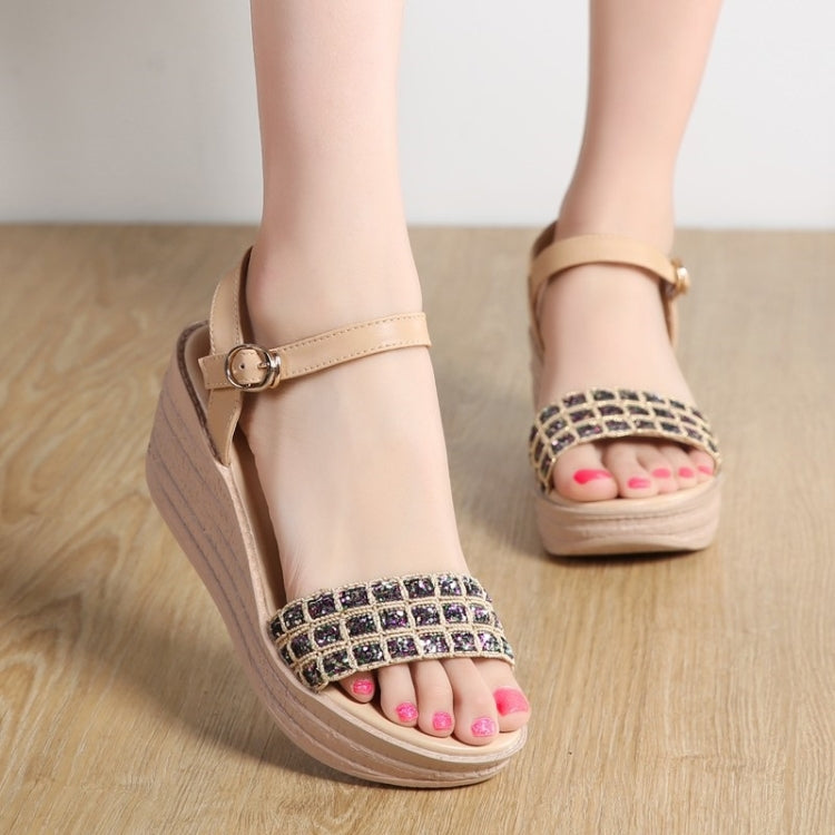 Fashion One-button Buckle Sequin Sandals for Woman