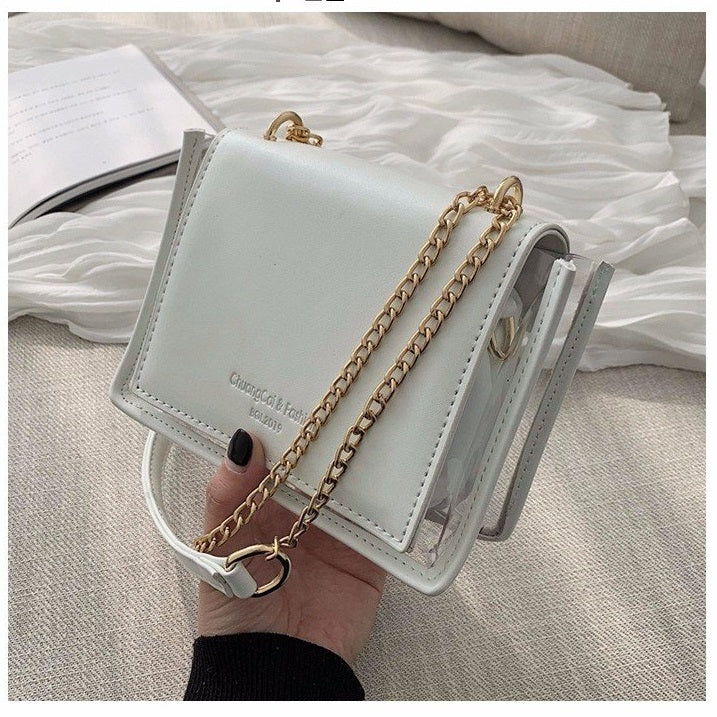 2 in 1 Solid Color Casual Small Square Bag Chain Shoulder Bag Ladies Handbag Messenger Bag