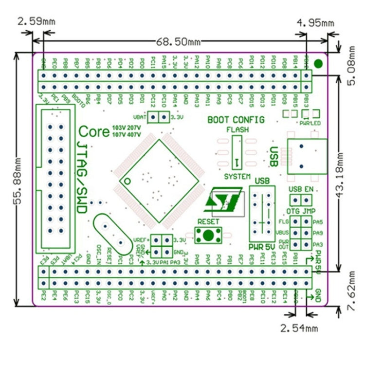 Waveshare Core107V, STM32F1 Core Board