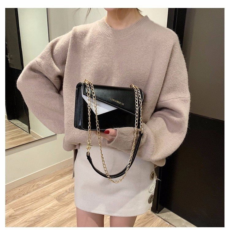 Color Matching Casual Small Square Bag Chain-strap Single Shoulder Bag Ladies Handbag Messenger Bag