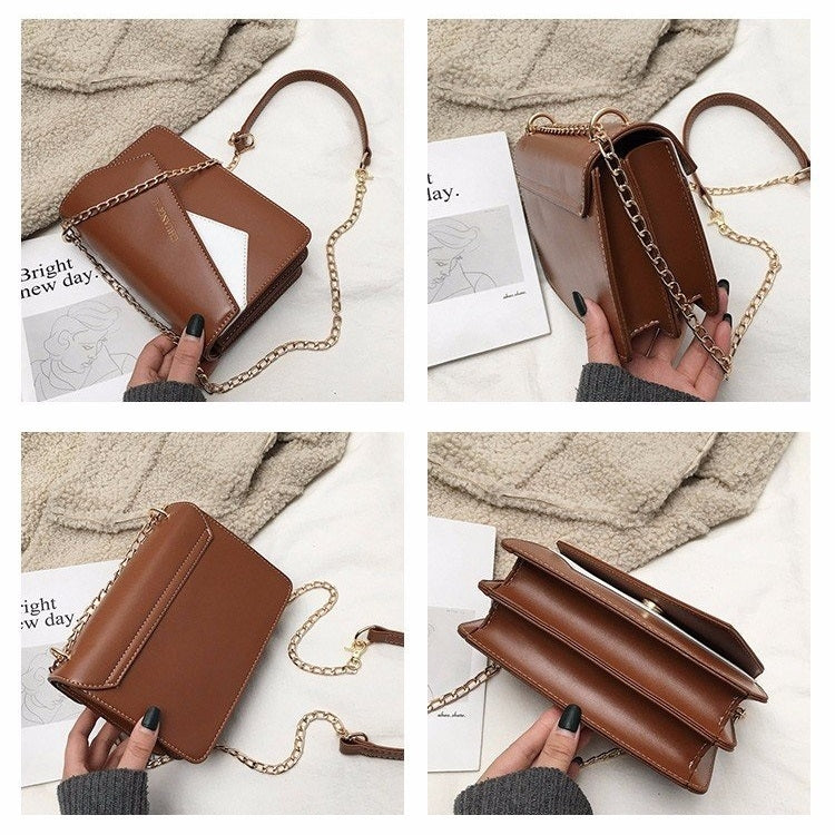 Color Matching Casual Small Square Bag Chain-strap Single Shoulder Bag Ladies Handbag Messenger Bag