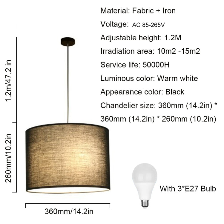 YWXLight Fabric Round Chandelier Modern Minimalist Bar Living Room Bedroom Dining Room Lighting