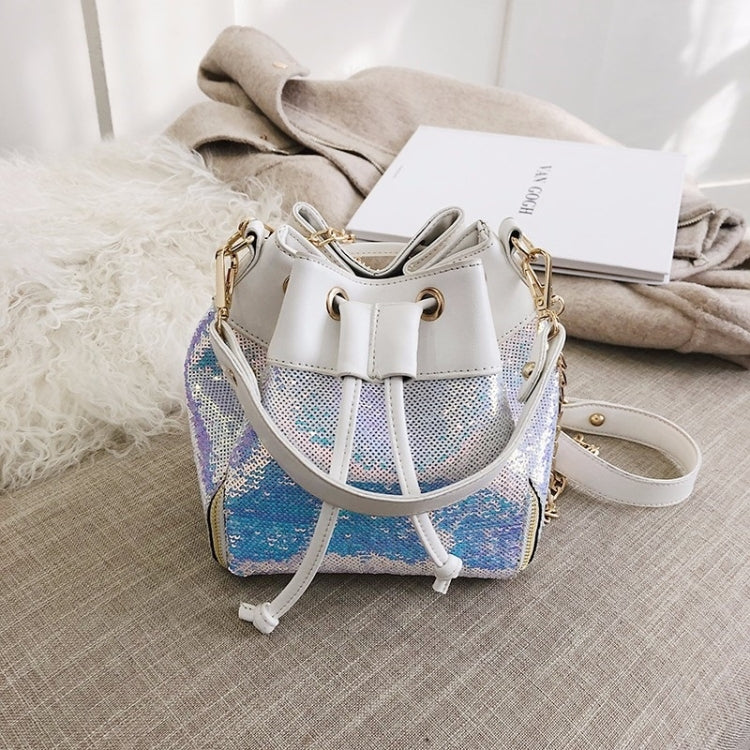 Fashion Sequins Drawstring Bucket Bag Chain Handbags Single Shoulder Bag Messenger Bag