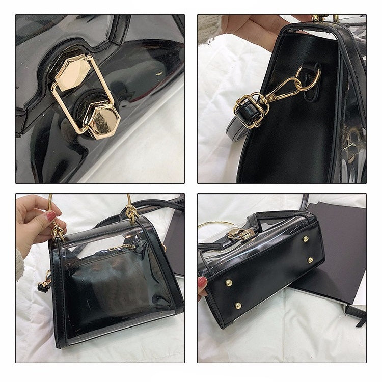 2 in 1 Transparent Handbag Single Shoulder Bag Messenger Bag