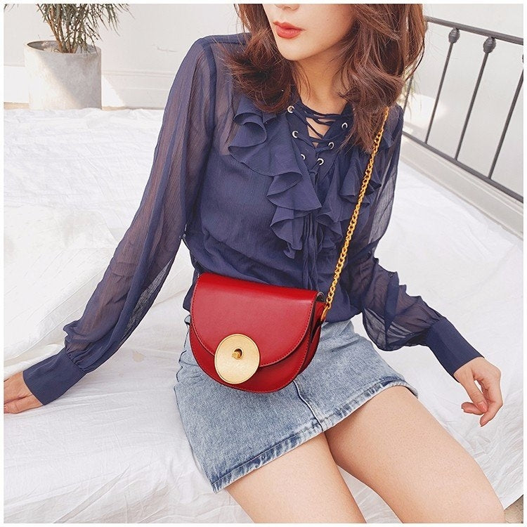 Pure Color Handbag Single Shoulder Bag Messenger Bag