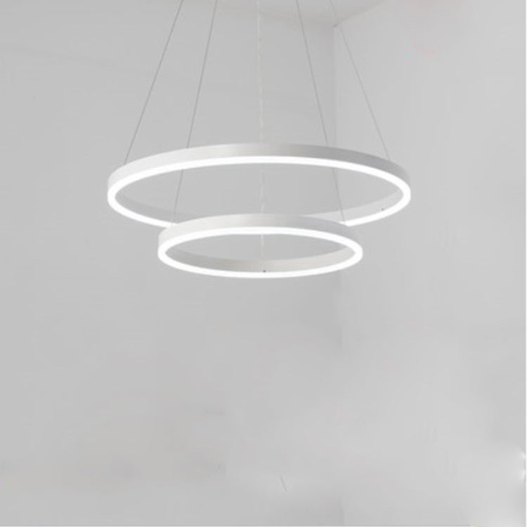 Modern Minimalist Ring LED Chandeliers Restaurant Bedroom Creative Personality Round Aluminum Lamps, Double Circle 60+80cm