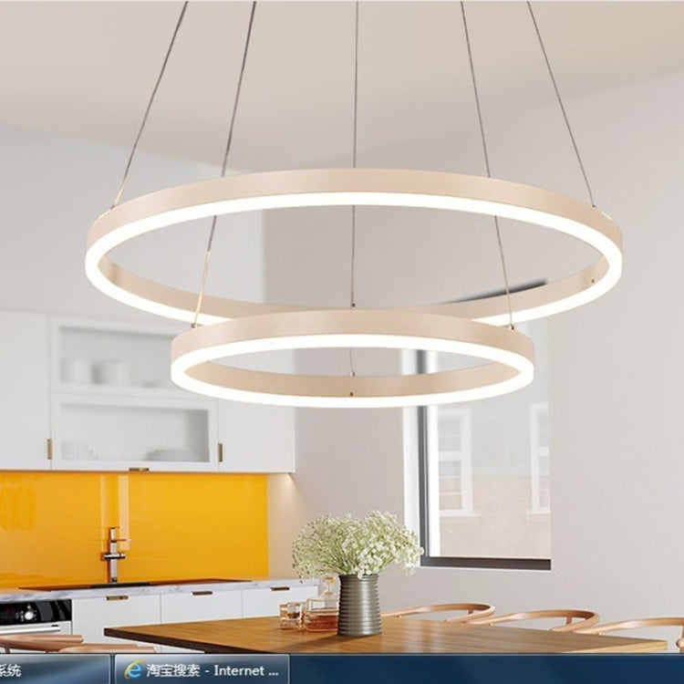 Modern Minimalist Ring LED Chandeliers Restaurant Bedroom Creative Personality Round Aluminum Lamps, Double Circle 60+80cm