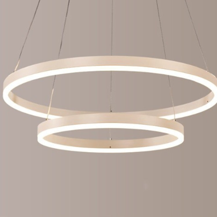 Modern Minimalist Ring LED Chandeliers Restaurant Bedroom Creative Personality Round Aluminum Lamps, Double Circle 60+80cm