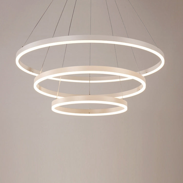 Modern Minimalist Ring LED Chandelier Restaurant Bedroom Creative Personality Round Aluminum Lamp, Three Circle 40+60+80cm, Stepless Dimming + Remote Control