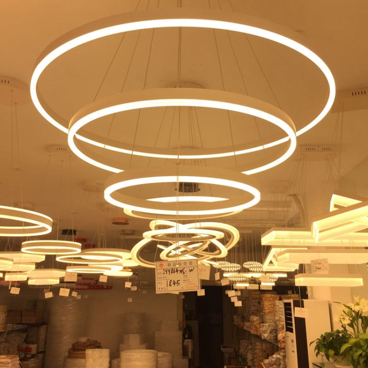 Modern Minimalist Ring LED Chandelier Restaurant Bedroom Creative Personality Round Aluminum Lamp, Three Circle 40+60+80cm, Stepless Dimming + Remote Control