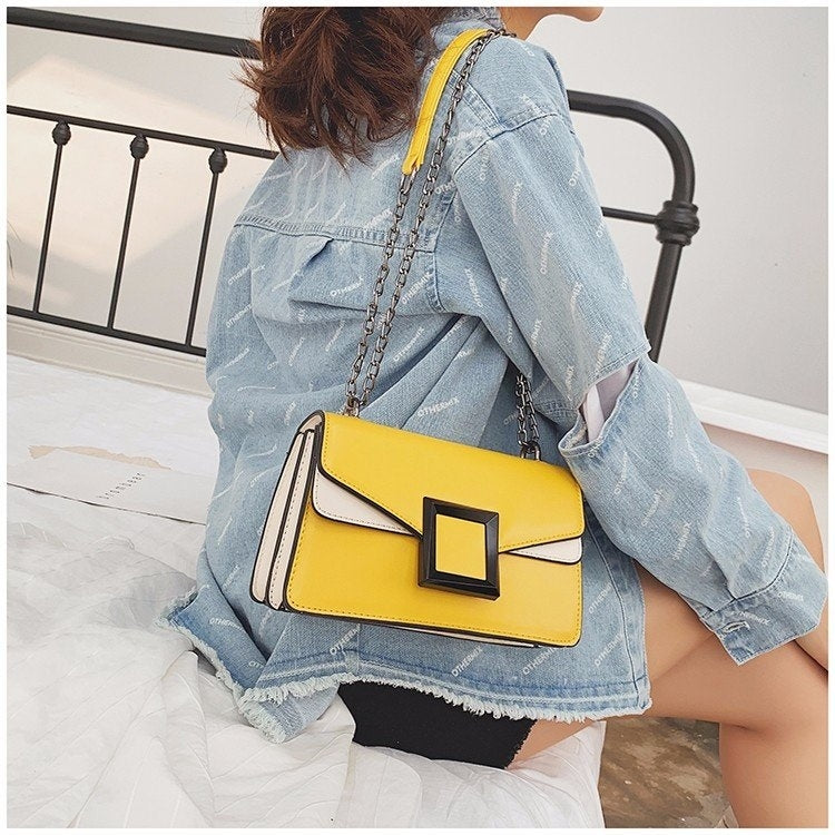 Color Matching Small Square Bag Handbag Single Shoulder Bag Messenger Bag