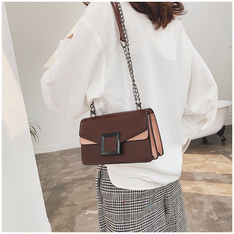 Color Matching Small Square Bag Handbag Single Shoulder Bag Messenger Bag