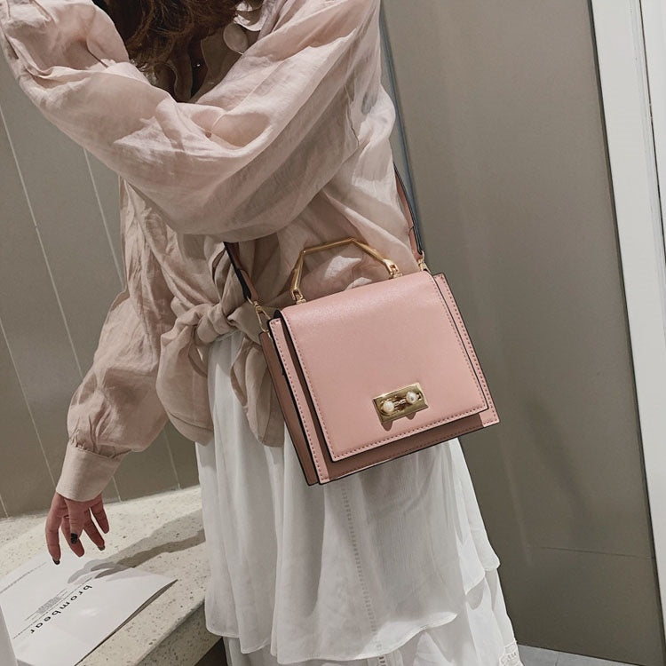 Pearl Buckle Glitter PU Leather Single Shoulder Bag Ladies Handbag Messenger Bag (Pink)