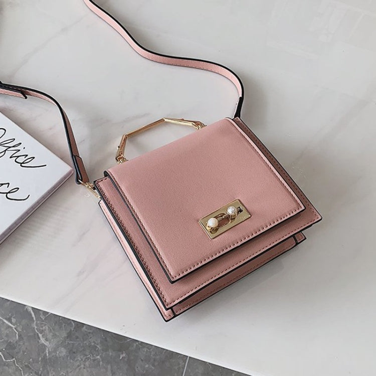 Pearl Buckle Glitter PU Leather Single Shoulder Bag Ladies Handbag Messenger Bag (Pink)