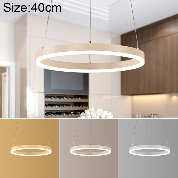 Modern Minimalist Ring LED Chandeliers Restaurant Bedroom Creative Personality Round Aluminum Lamps, Single Circle 40cm, Stepless Dimming + Remote Control