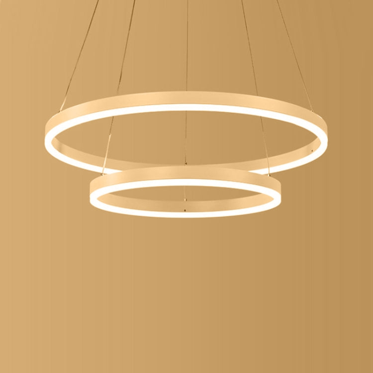 Modern Minimalist Ring LED Chandelier Restaurant Bedroom Creative Personality Round Aluminum Lamps, Double Circle 40+60cm, Stepless Dimming + Remote Control