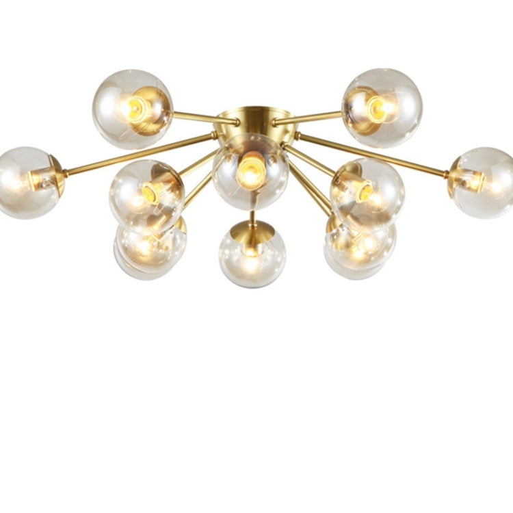 Simple Modern Copper Living Room Bedroom Ceiling Lamp Designer Art Chandelier, 12 Heads, Milk White