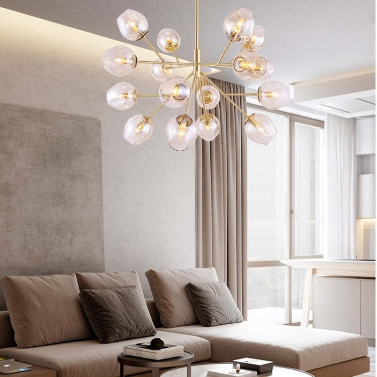 Modern Pure Copper Simple Dining Room Living Room Study Glass Ball Creative Model Room Chandelier Pendant Light, 6 Heads