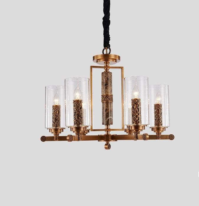 Simple Living Room Atmosphere Restaurant Household Copper Chandeliers Pendant Light, 6 Heads