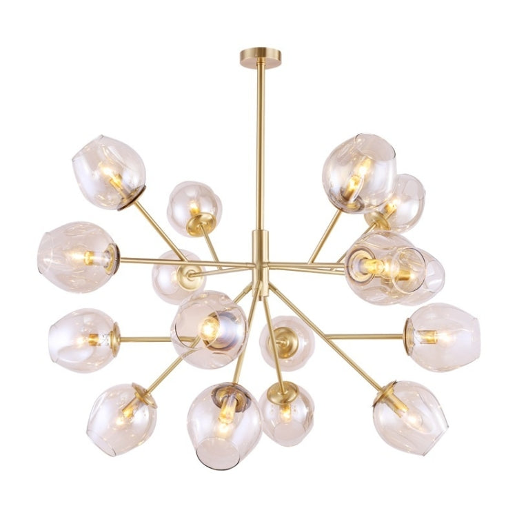 Modern Pure Copper Simple Dining Room Living Room Study Glass Ball Creative Model Room Chandelier, 16 Heads