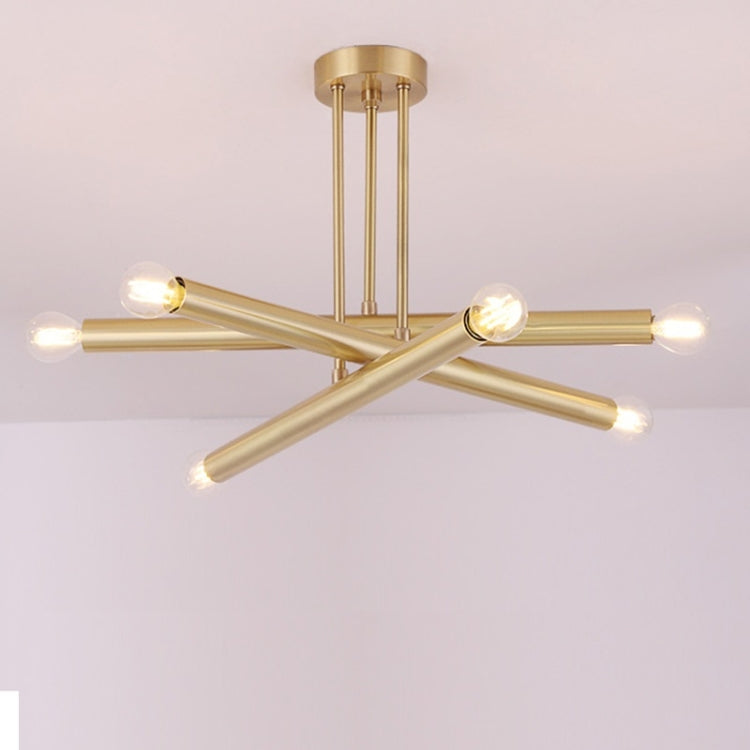 Modern Minimalist Restaurant Bedroom Living Room Art Copper Chandelier, 6 Heads Short