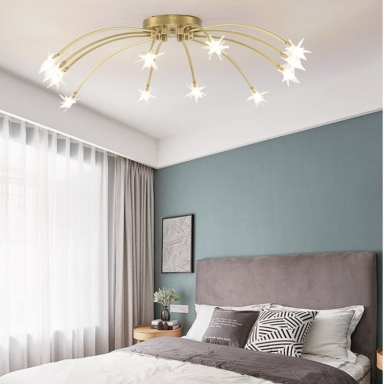 Bedroom Living Room Modern Minimalist Study Starry Wrought Iron Ceiling Lamp, 12 Heads