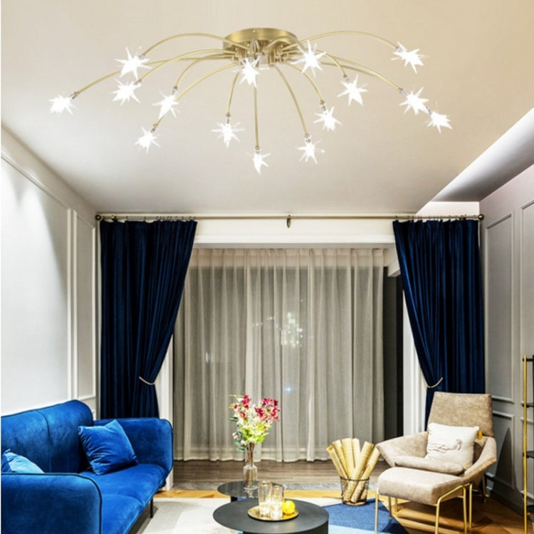 Bedroom Living Room Modern Minimalist Study Starry Wrought Iron Ceiling Lamp, 15 Heads