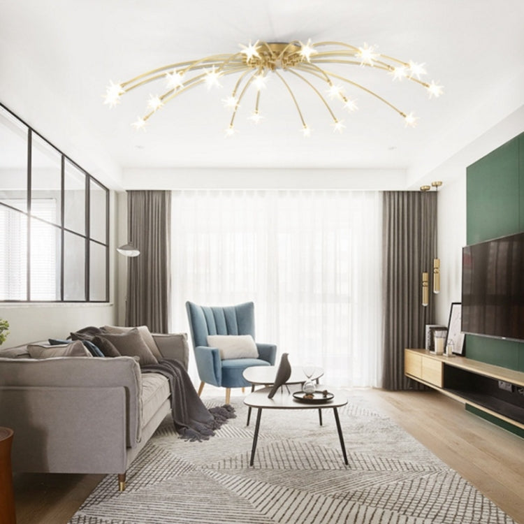 Bedroom Living Room Modern Minimalist Study Starry Copper Ceiling Lamp, 21 Heads